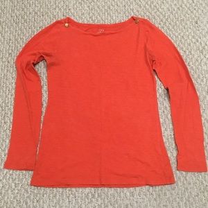 J.Crew Women Boat Neck L/S Tee (Orange Red]